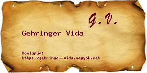 Gehringer Vida névjegykártya